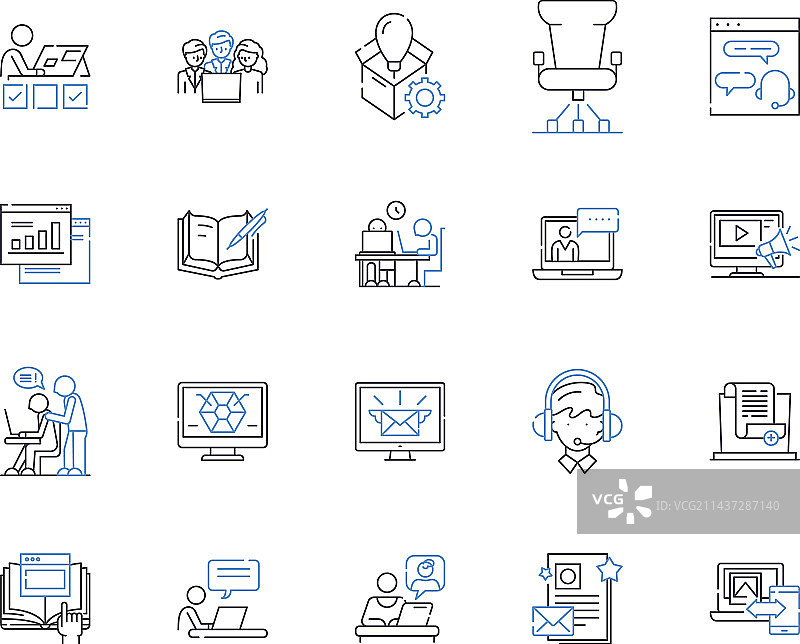 随处办公线性图标合集图片素材
