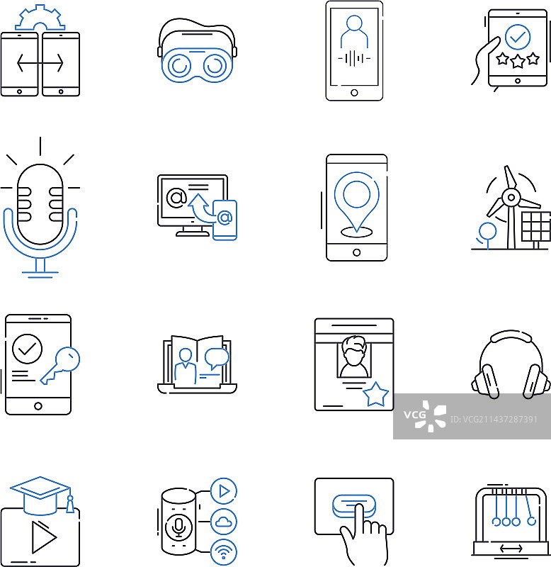 航空航天工业线性图标集：火箭图片素材