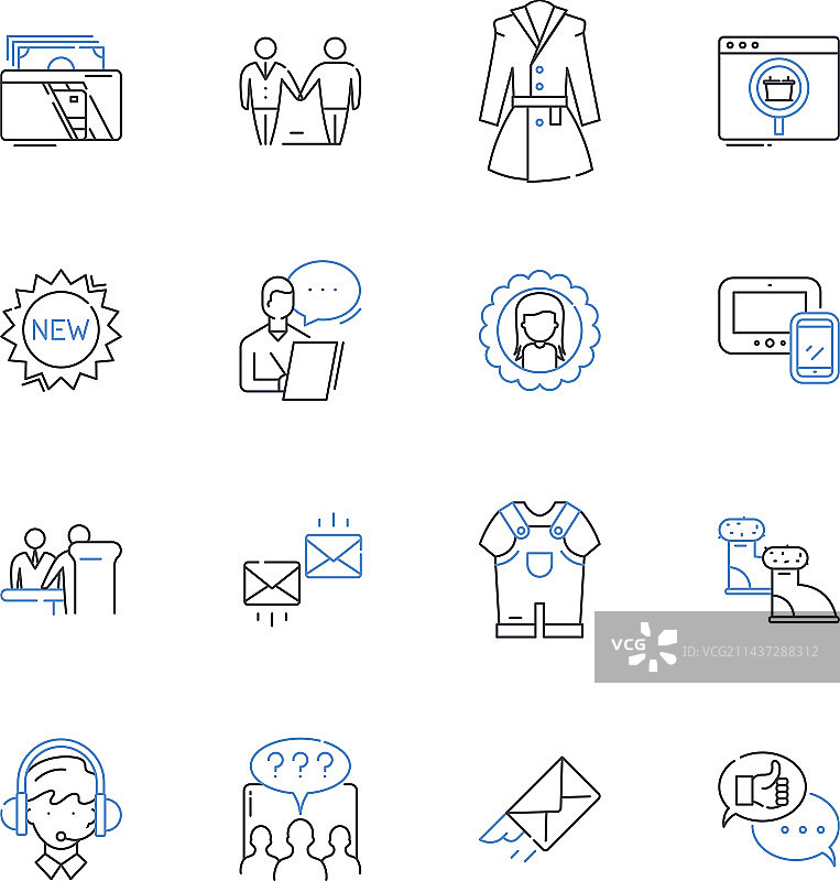 深思熟虑的购买者系列线性图标图片素材