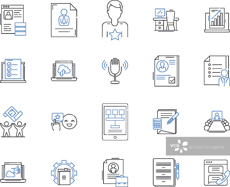 新闻报道线性图标合集图片素材