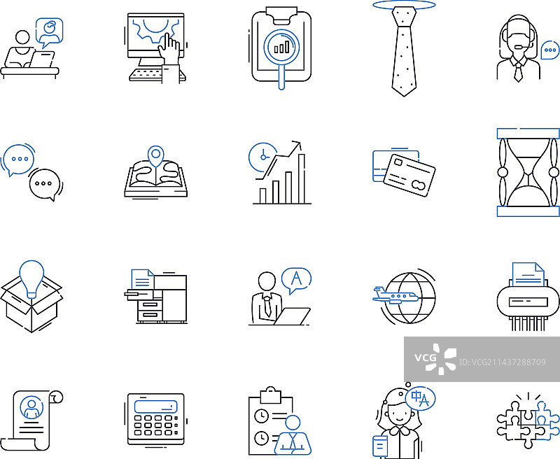 垄断寡头垄断线条图标合集图片素材