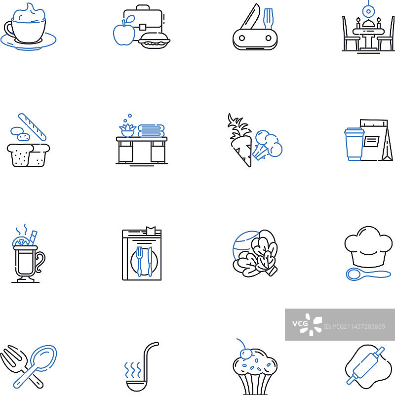 美食中心线性图标合集图片素材