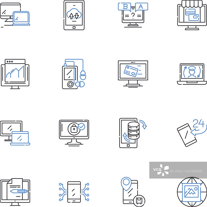 互联网Web线性图标合集图片素材