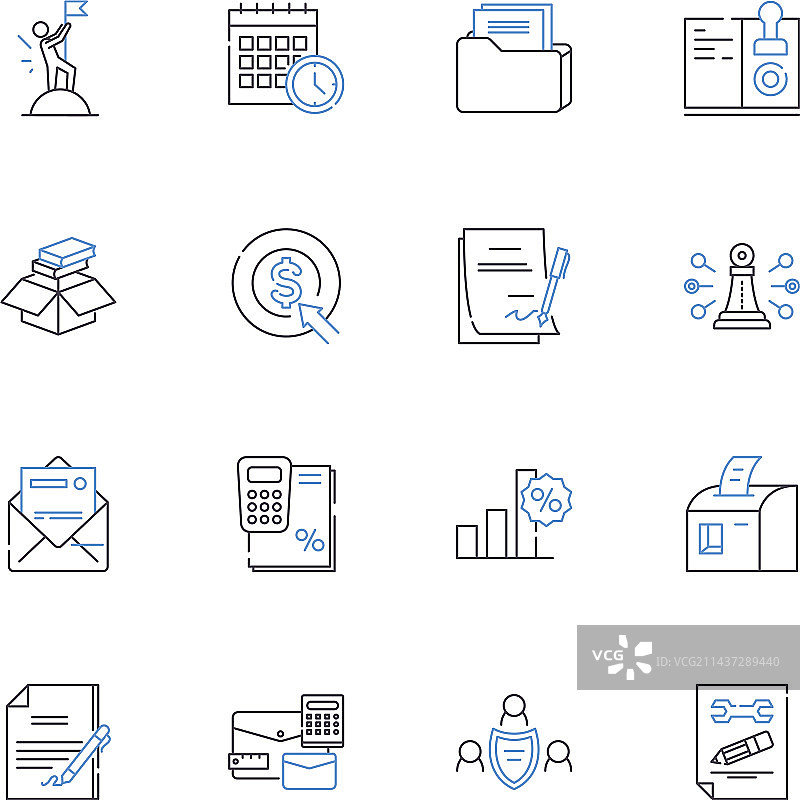 数字营销线性图标集合：SEO、PPC图片素材