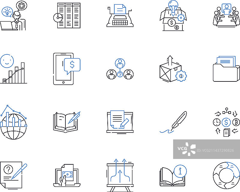 金融监管线性图标合集图片素材