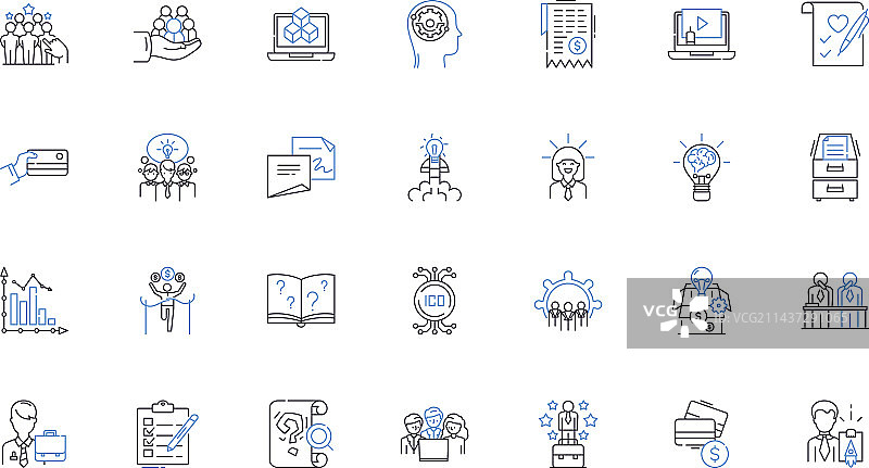 现金利润线性图标集合图片素材