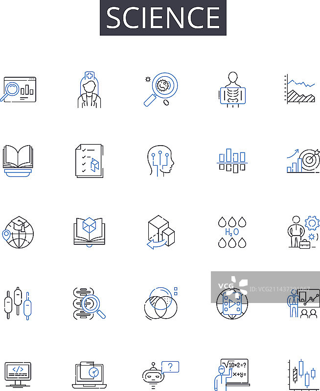 数学化学科学线性图标集图片素材