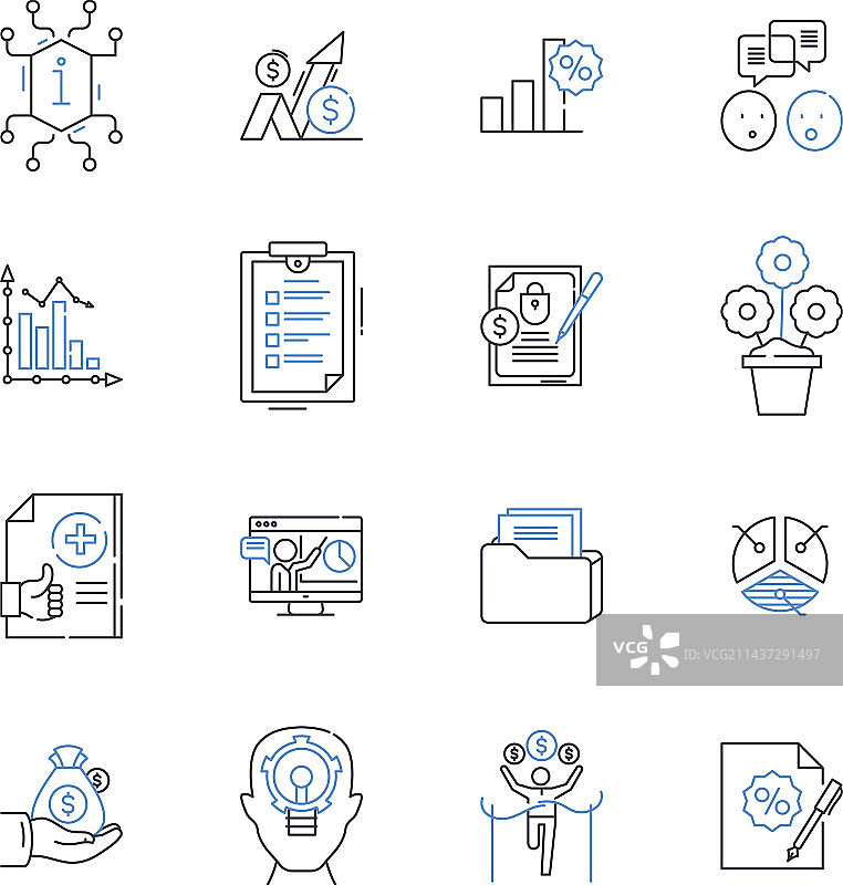 金融资源管理线性图标图片素材
