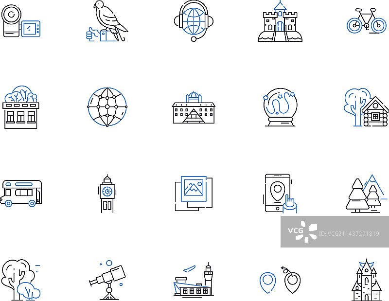 远景观光线路图标合集图片素材