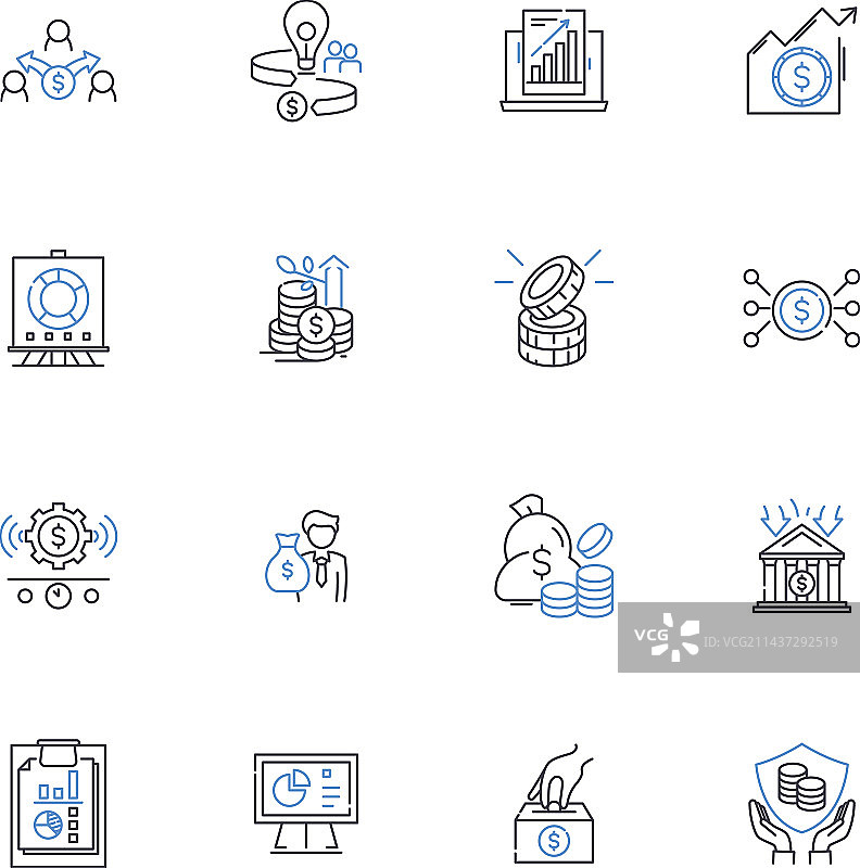 市场投资线条图标合集图片素材