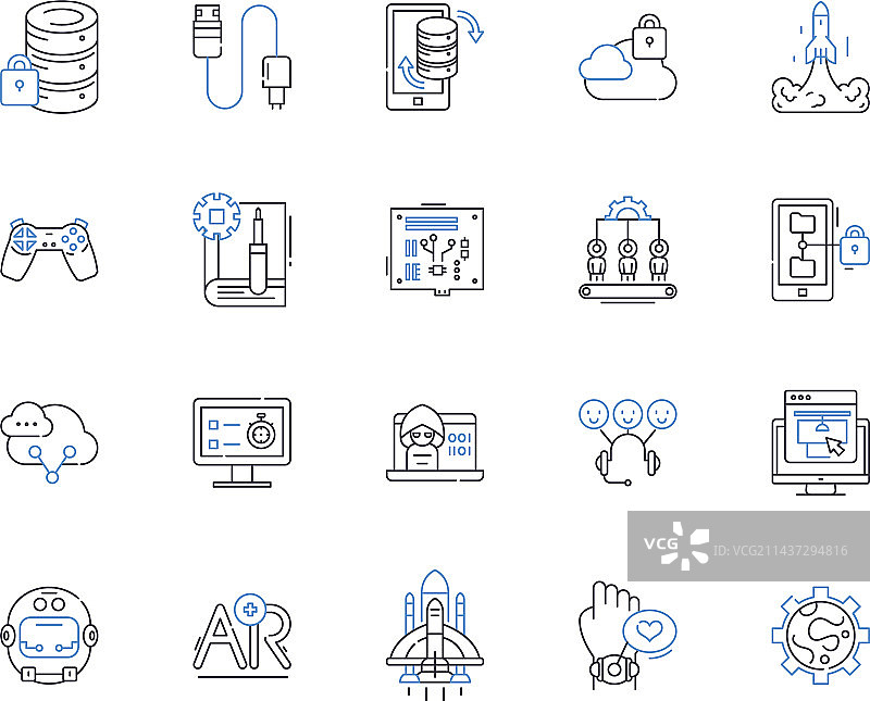 信息防御线稿图标合集图片素材