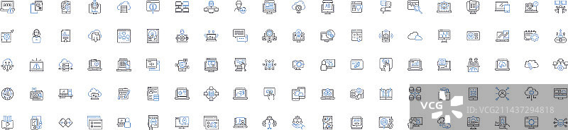 在线线条图标集合数字虚拟图片素材