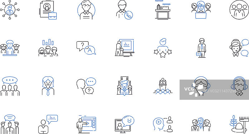 同事线条图标团队合作系列图片素材