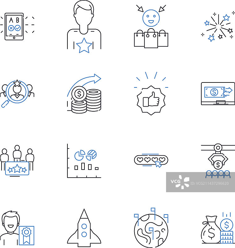 现金处理线性图标合集图片素材