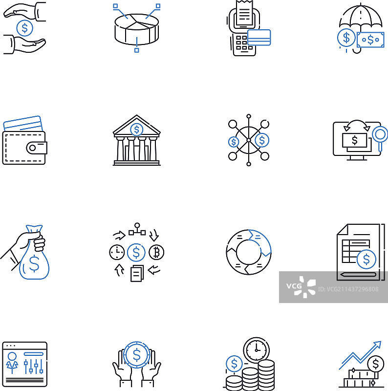 支出线条图标合集图片素材