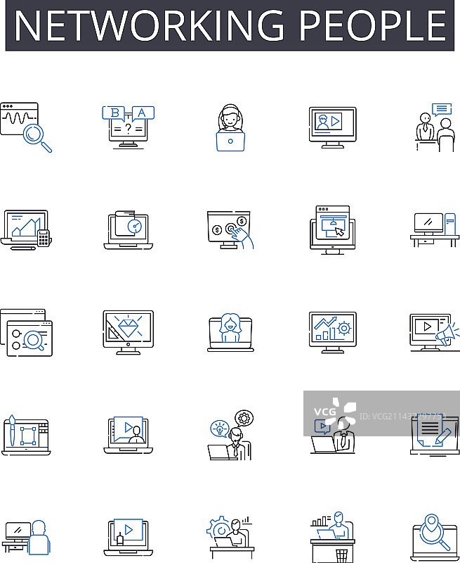 网络人群线性图标合集图片素材