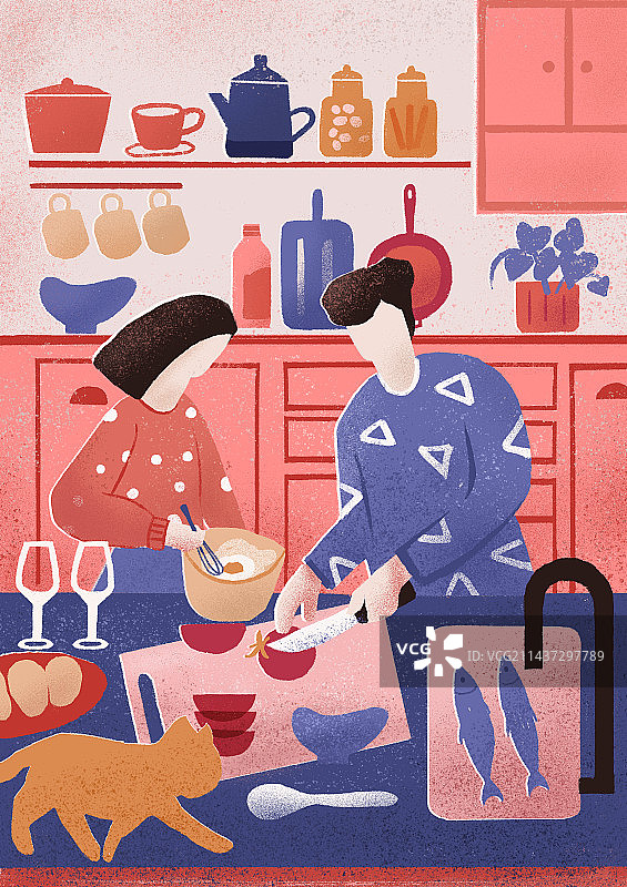 情侣室内厨房甜蜜做饭烹饪图片素材