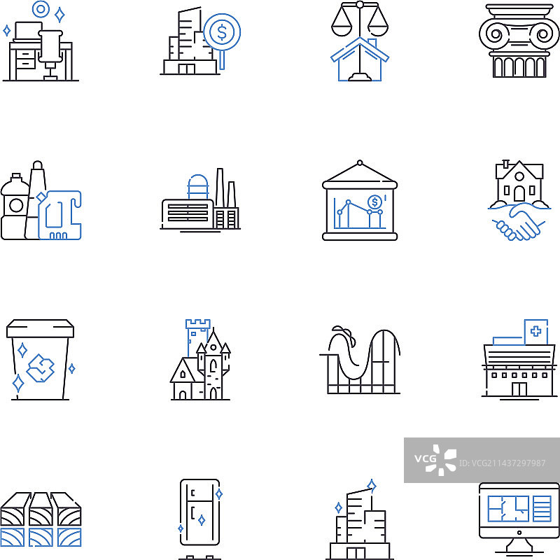 租赁房产线性图标合集图片素材