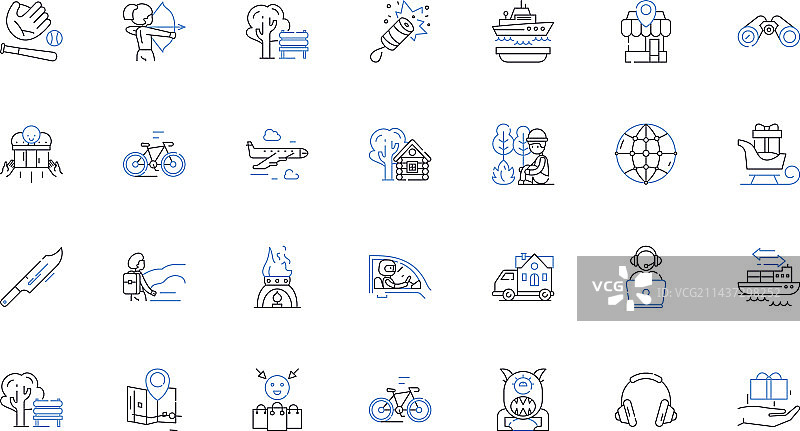 度假胜地线性图标合集图片素材