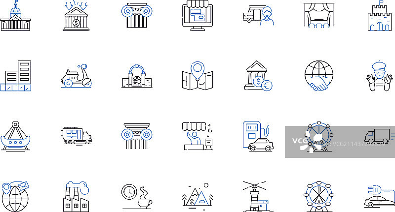 零售中心线性图标购物集图片素材