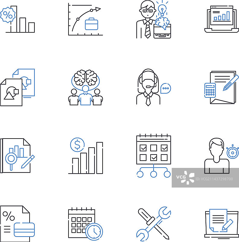 性能分析线条图标合集图片素材