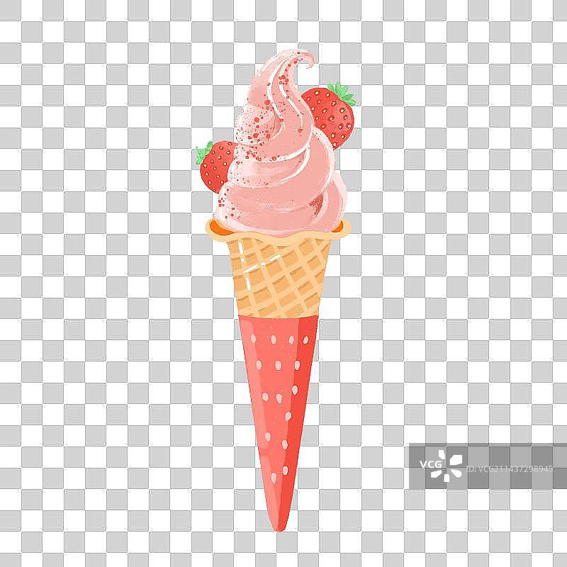 草莓冰淇淋插画元素图片素材