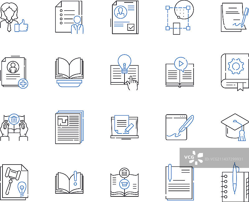 风景名胜自然小径线性图标集合图片素材