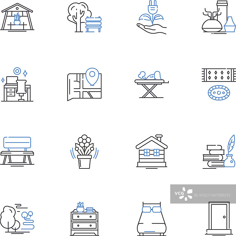 和谐的嵌套线性图标集合图片素材