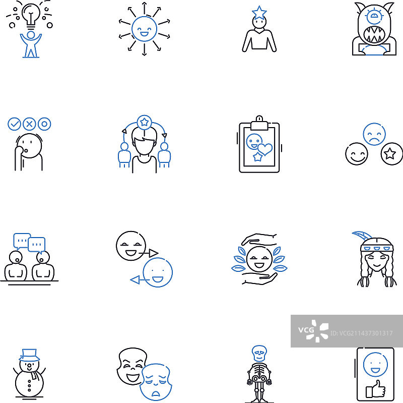 欢快的人物线条图标合集图片素材