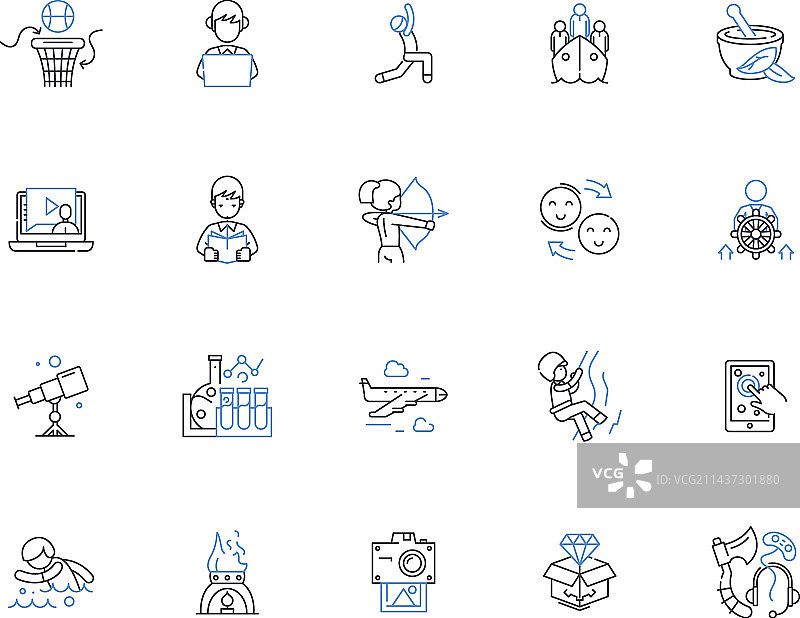 独自旅行线性图标系列图片素材