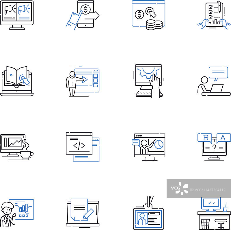 电商数字贸易线性图标合集图片素材