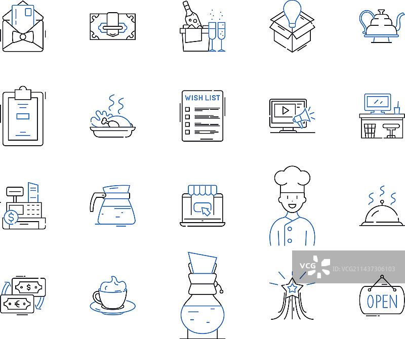 啤酒法式小馆线性图标图片素材