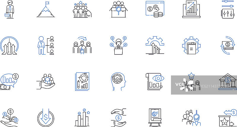 成功成就水平线图标集合图片素材