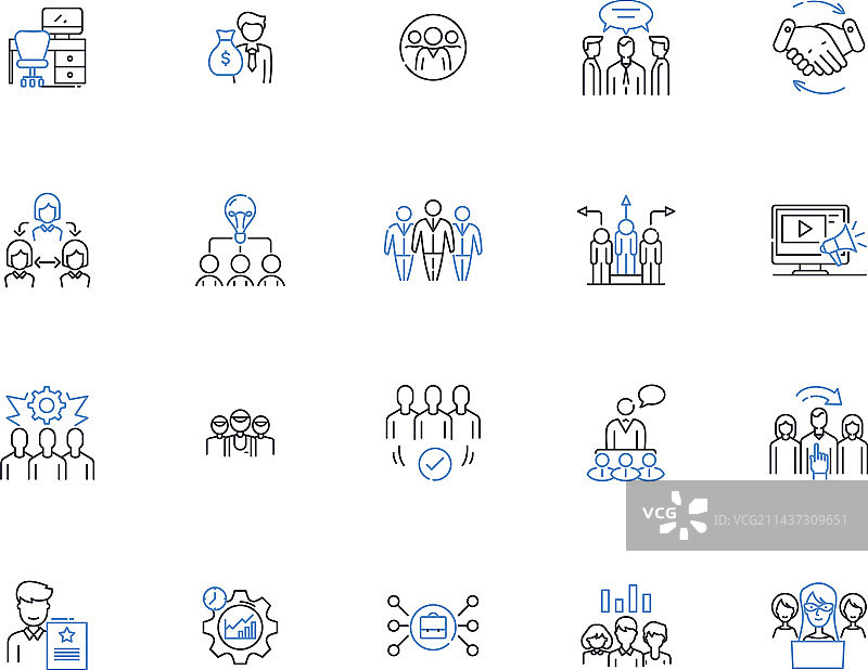 协作系列线性图标合集图片素材