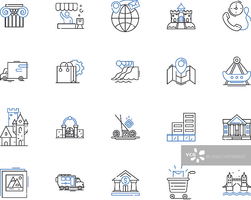 商业区购物线性图标合集图片素材