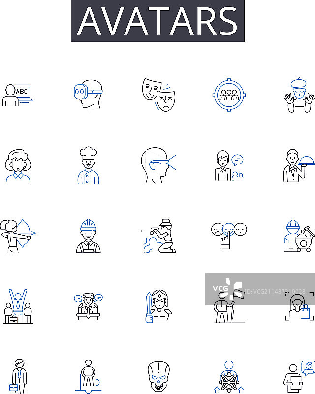 头像线性图标同志集合图片素材