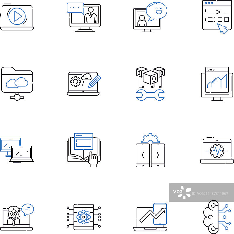 网络中心线性图标合集技术图片素材
