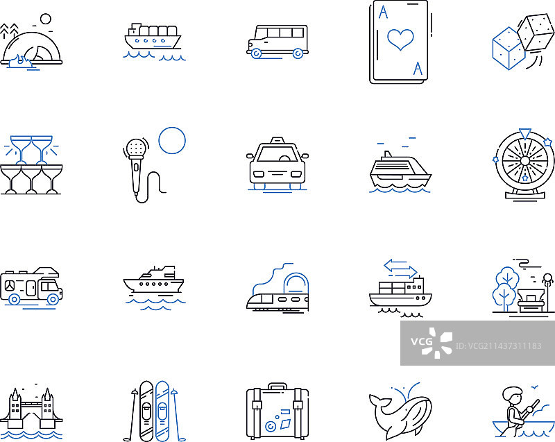 环球旅行线性图标合集图片素材