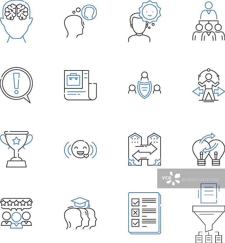 企业成功愿景线性图标合集图片素材