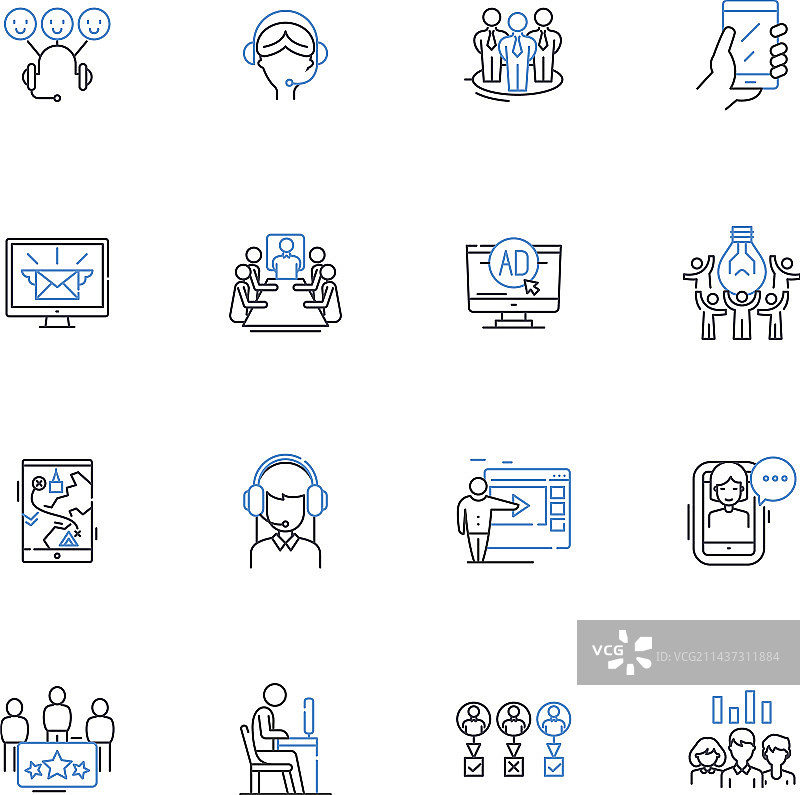 部落线条图标合集：社区团结图片素材