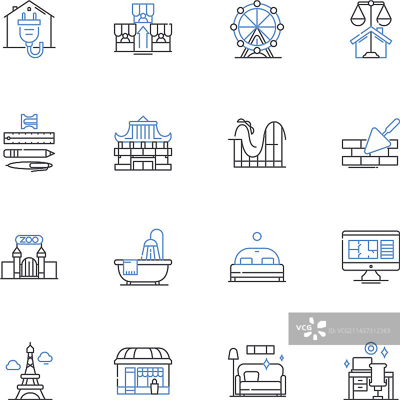 室内清洁系列线性图标图片素材