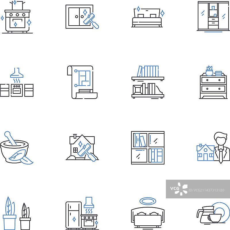 奢华豪宅线性图标合集图片素材