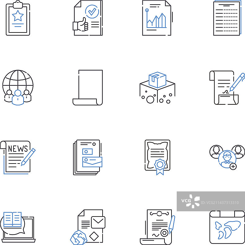 人力资源文件线性图标集，招聘图片素材