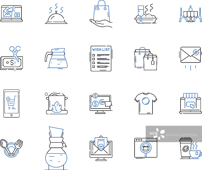 便利店小吃系列线性图标图片素材