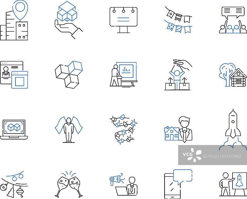 街区线条图标合集图片素材