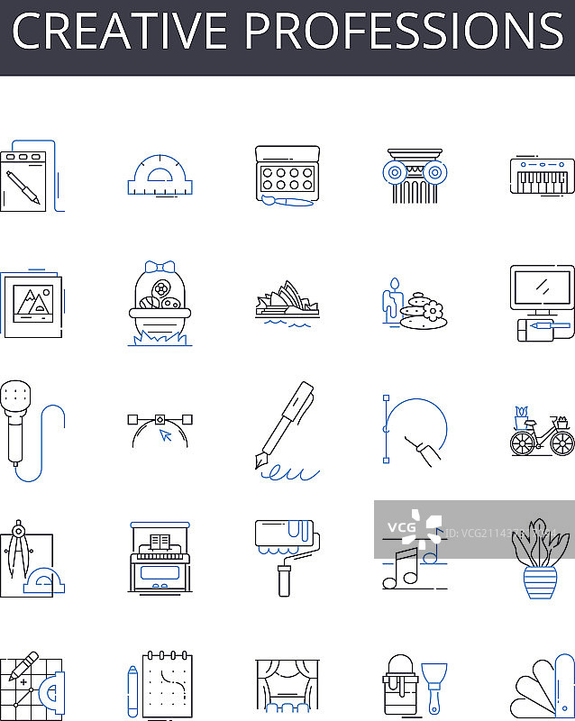创意行业线性图标合集图片素材