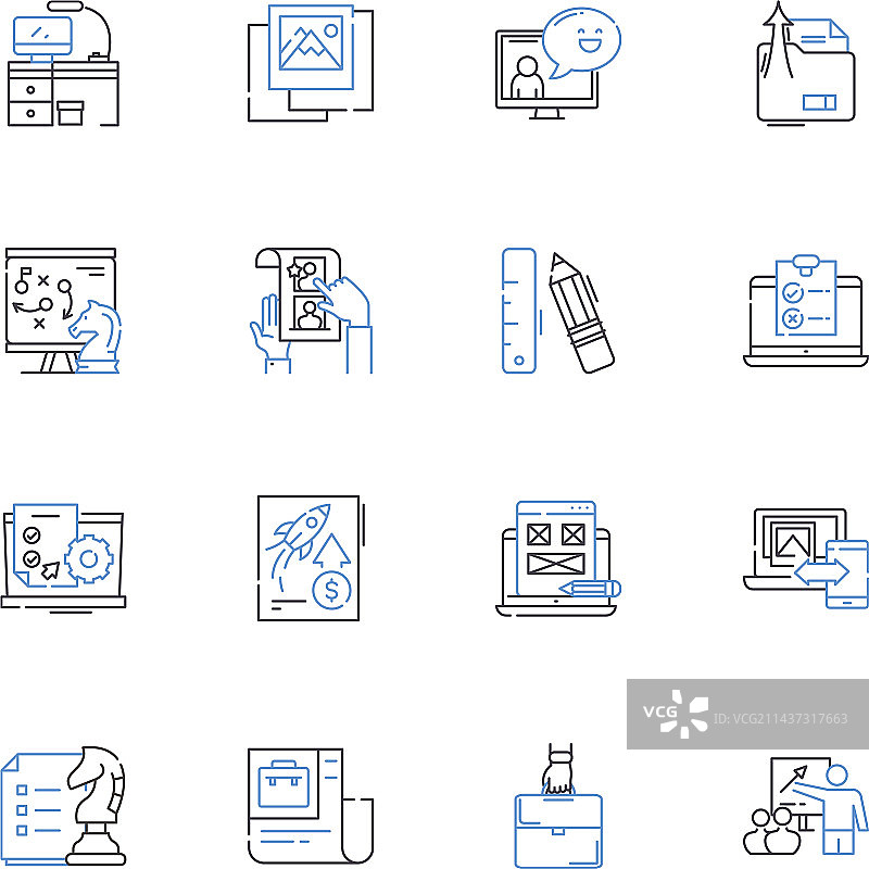 阅读线条图标合集：翻页器图片素材