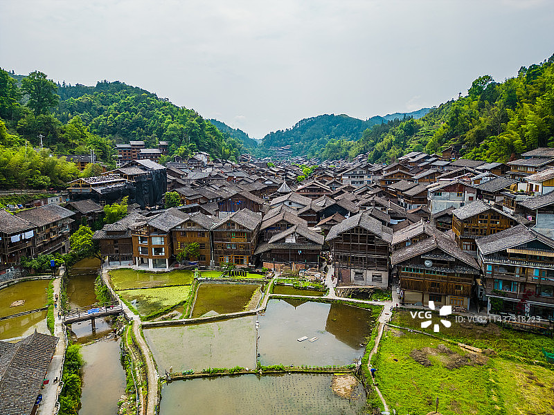 肇兴侗寨景区航拍图片素材