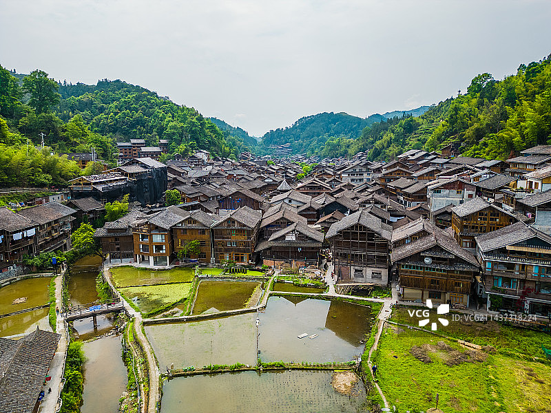 肇兴侗寨景区航拍图片素材