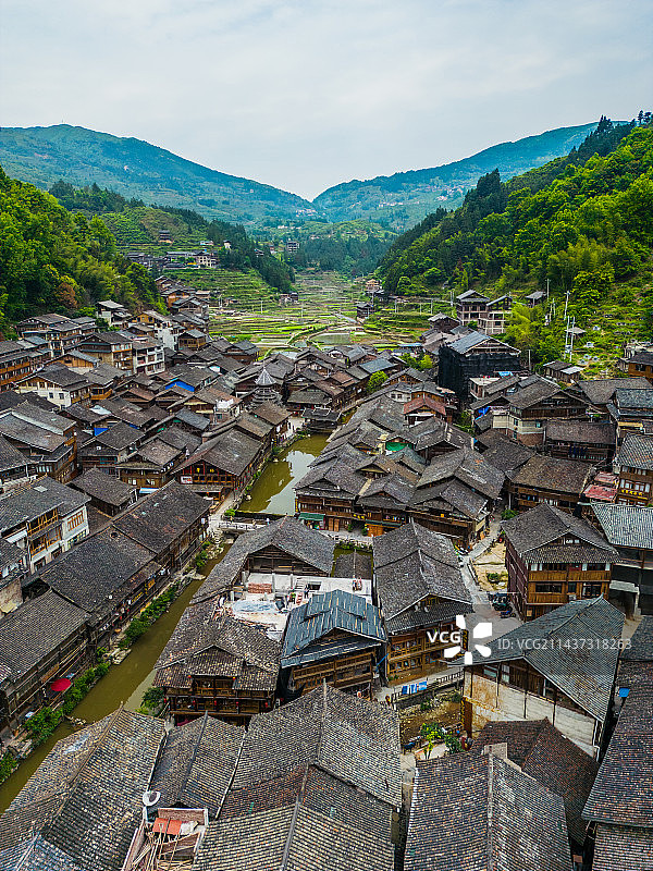 肇兴侗寨景区航拍图片素材